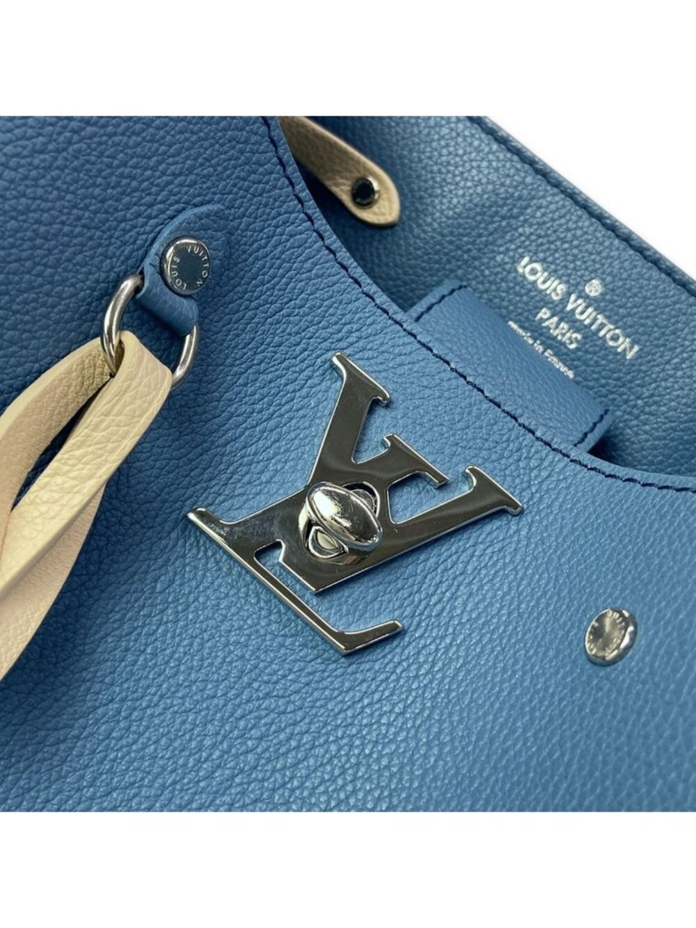 Louis Vuitton Shoulder Bag Lockme Bucket Blue Jean Leather - Picture 13 of 15